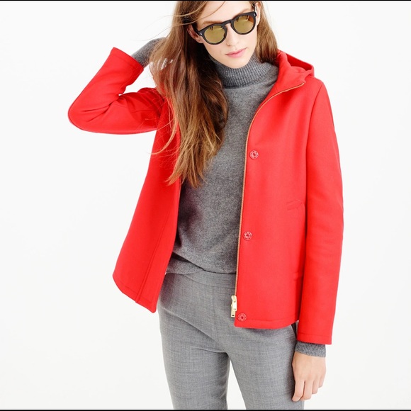 J. Crew Wool Melton Hooded Bib Jacket